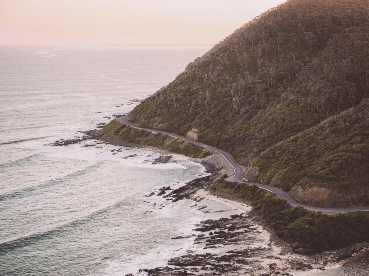 great ocean road drive aerial drone medium